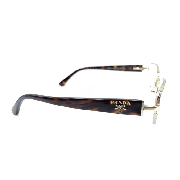 Prada VPR 52N AB6-1O1 Gold Brown Half Rim Eyeglasses Frames 53-18 135 Italy - Picture 4 of 12